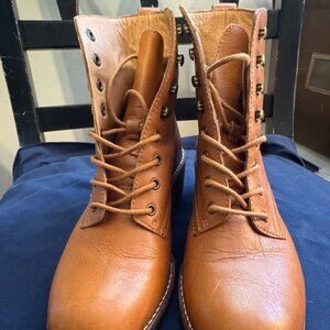 Madewell Tan Leather Lace Up Combat Boots Size 5